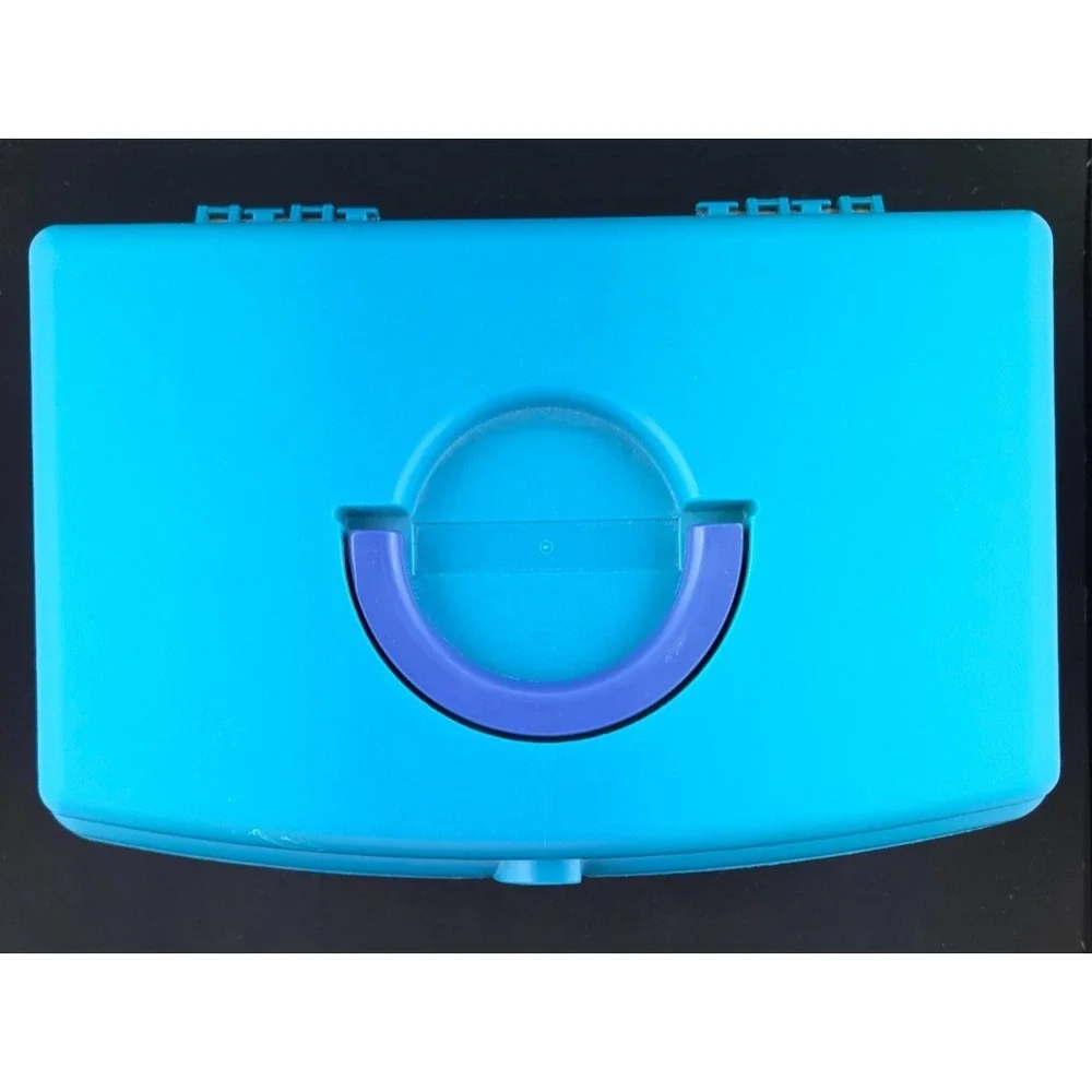 NICE! Vintage Caboodles Case Mirror Teal Blue #2720 USA 1990s Makeup Travel Box